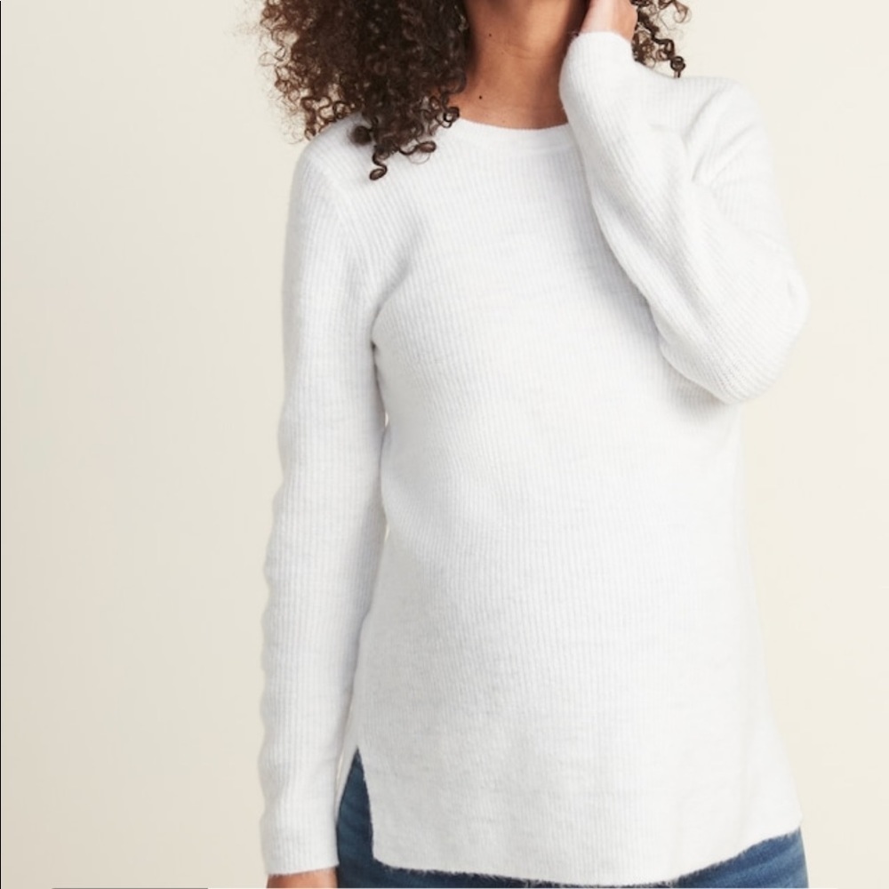 Maternity Soft-Brushed Shaker-Stitch Tunic Sweater​